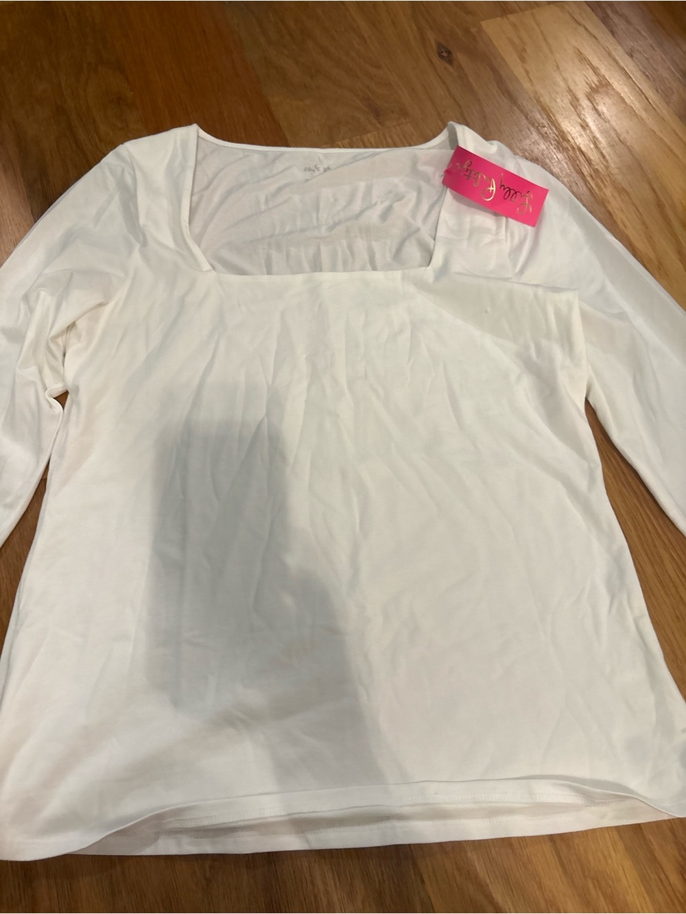 Lilly Pulitzer White Square Neck Long Sleeve Top